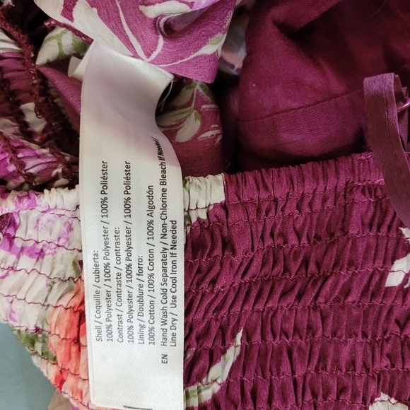 Band Of Gypsie Burgundy Floral Wide Leg Smocked Back Full Length Romper Sz XS - Picture 9 of 11